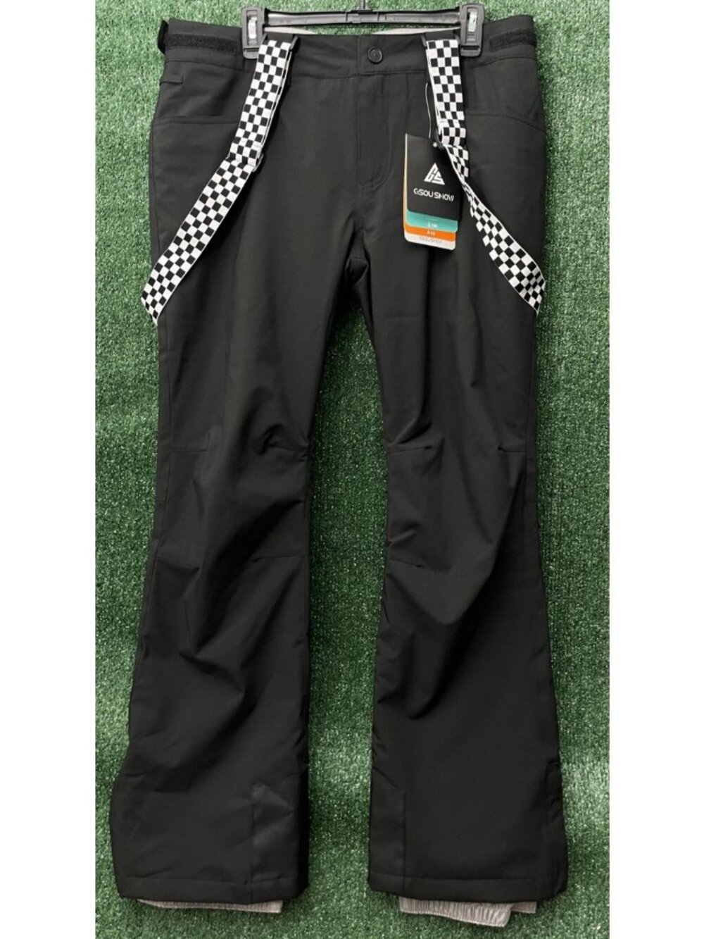 GSOU Snow Pants Black Men's L w/ Suspenders Outdoor Snowboard Ski Skiing